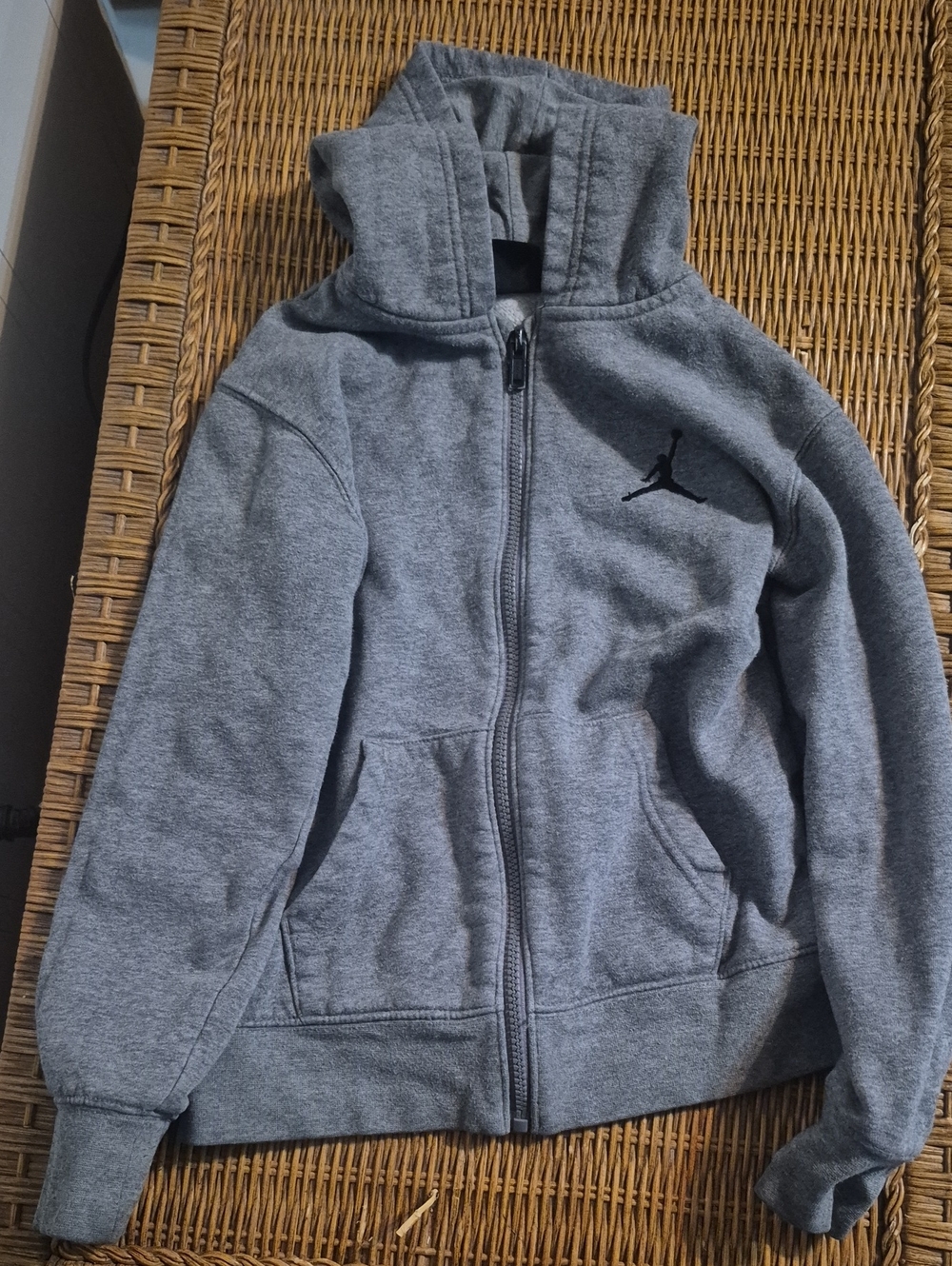 Jordan Kids Gray Full-Zip Hoodie with Black Jumpman